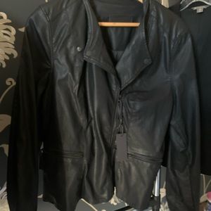 Faux black leather biker jacket